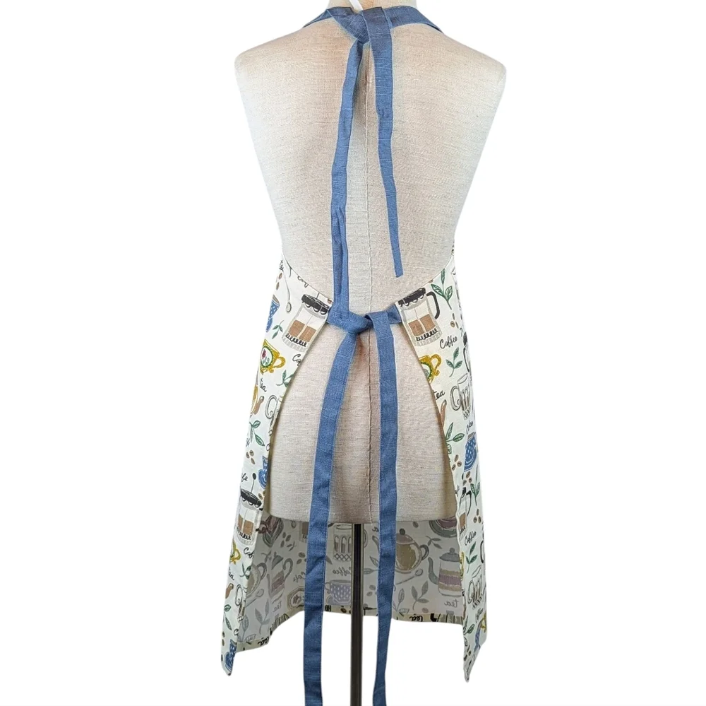 Apron Coffee & Tea Print 100% Cotton Multicolor Print One Size NWT - Picture 5 of 7